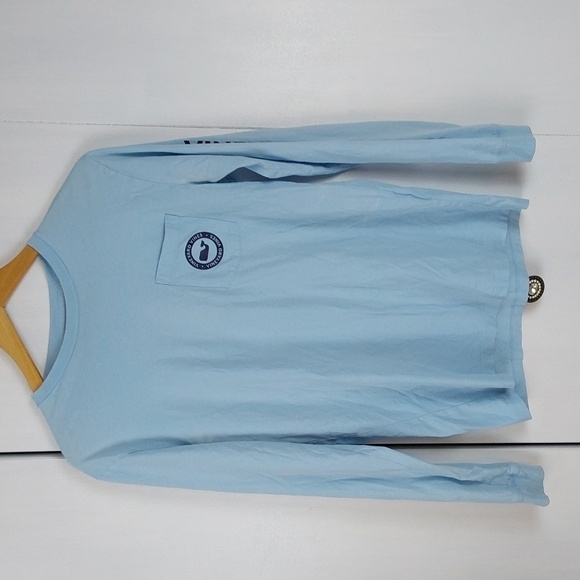 Vineyard Vines Womens Blue Longsleeve Pocket Logo Shirt spell out Sz.XS - Picture 1 of 5